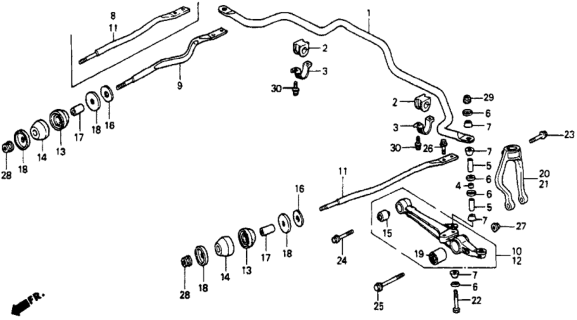 1993 Honda Accord 4 Door EX KA 5MT Front Lower Arm Diagram