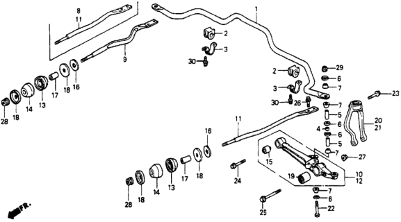 1990 Honda Accord Rod, FR. Radius Diagram for 51352-SM1-A00