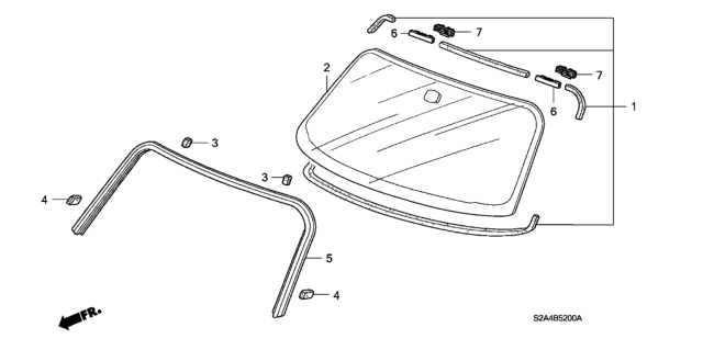 2005 Honda S2000 2 Door S2000 KA 6MT Front Windshield Diagram