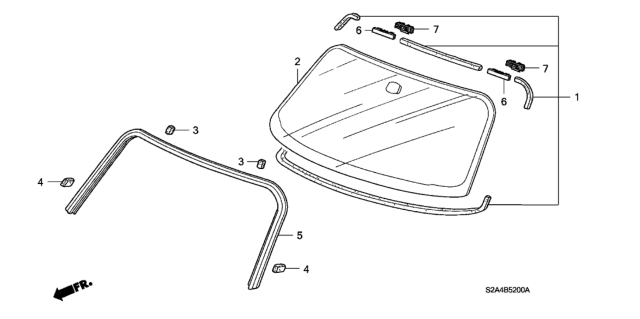 2005 Honda S2000 Front Windshield Diagram