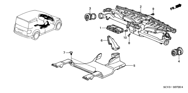 2006 Honda Element Duct Assy., Instrument Diagram for 77400-SCV-A02