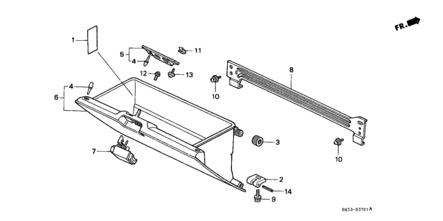 1991 Honda Civic 3 Door SI KA 5MT Glove Box Diagram