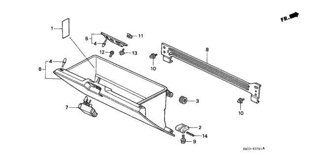 1989 Honda Civic Box, Glove (Off Black) Diagram for 77501-SH3-010ZB