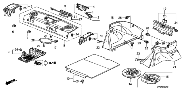 2011 Honda Civic Rear Tray - Trunk Lining Diagram