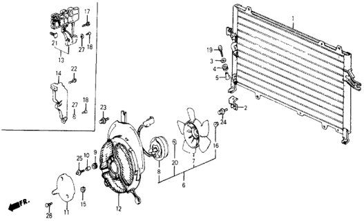 1985 Honda Civic A/C Condenser (Sanden) Diagram