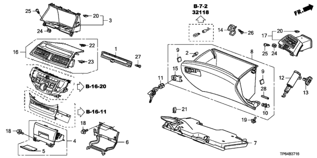 2012 Honda Crosstour Hinge, Glove Box Diagram for 77515-TA0-A01