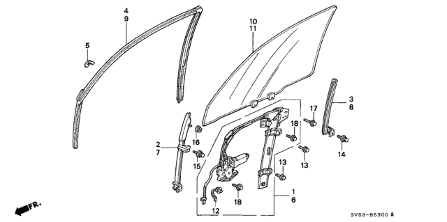 1994 Honda Accord Front Door Glass Diagram