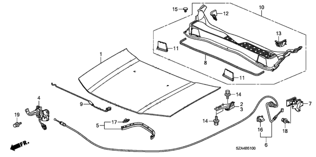 2014 Honda Pilot Engine Hood Diagram