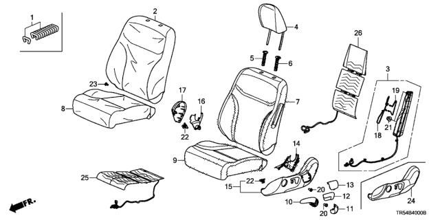 2013 Honda Civic Front Seat (Driver Side) Diagram