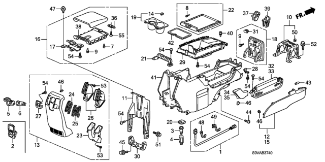 2008 Honda Pilot 5 Door LX-VP (2WD) KA 5AT Console Diagram
