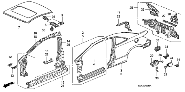 2008 Honda Civic Panel, Roof (Sunroof) Diagram for 62100-SVB-A10ZZ