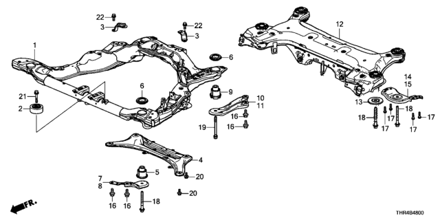 2018 Honda Odyssey Sub-Frame Assembly, Rear Suspension Diagram for 50300-THR-A01