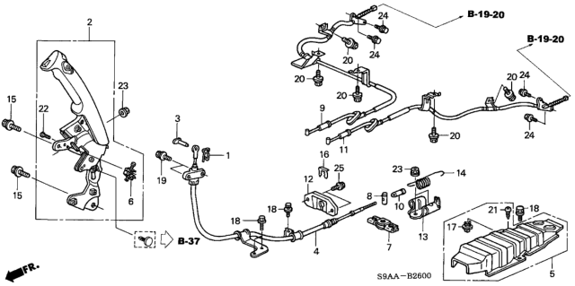 2006 Honda CR-V Lever Assy., Parking Brake (Typea) (Black) Diagram for 47105-S9A-A04ZC