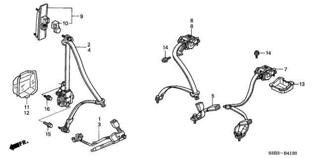 2003 Honda Civic Tongue Set *YR169L* Diagram for 04824-S5A-A02ZB