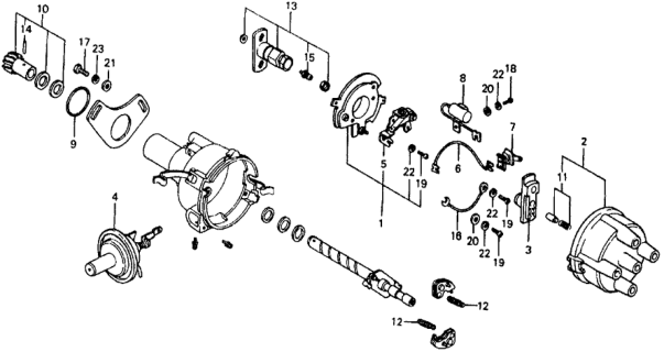 1979 Honda Civic 3 Door ** (1200) ** 4MT Distributor Components Diagram