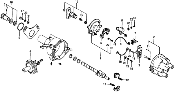 1977 Honda Civic Distributor Components Diagram