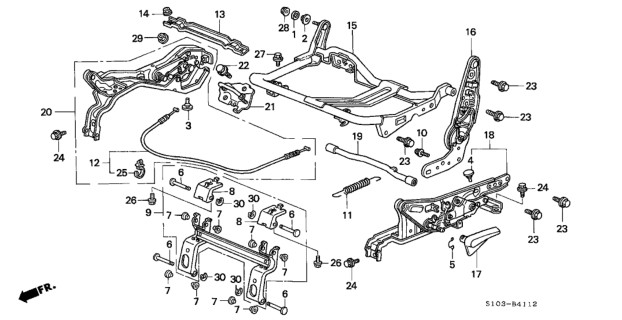 2000 Honda CR-V Adjuster, L. RR. Seat Tilt Up Diagram for 82670-S10-A01