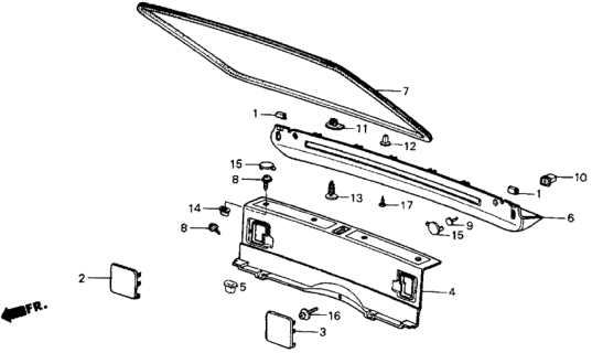 1987 Honda CRX 2 Door HF KA 5MT Rear Panel Lining Diagram