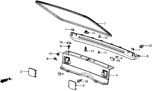 1984 Honda CRX Plug, Tailgate Lining Diagram for 90645-SB2-013