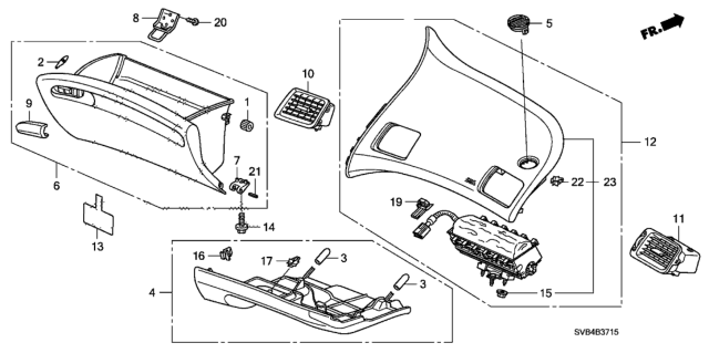 2010 Honda Civic Instrument Panel Garnish (Passenger Side) Diagram