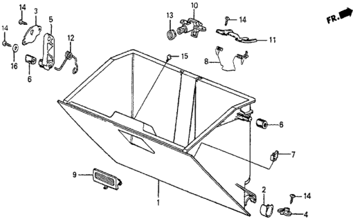 1986 Honda Prelude 2 Door DX KA 5MT Glove Box Components Diagram