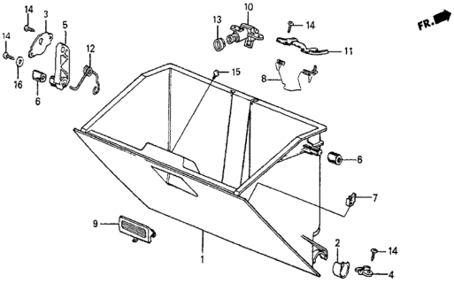 1987 Honda Prelude Glove Box Components Diagram