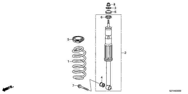 2015 Honda CR-Z Shock Absorber, Rear Diagram for 52610-SZT-405