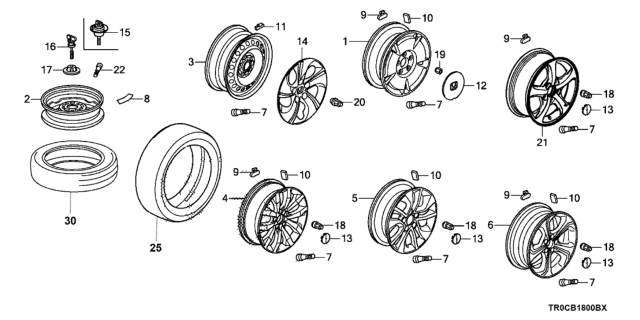 2015 Honda Civic Disk, Wheel (15X6 1/2J) (Black) (Topy) Diagram for 42700-TR3-C02