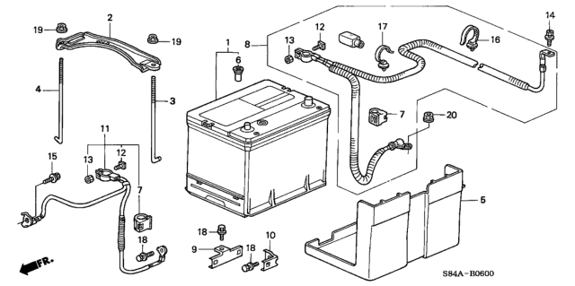 2002 Honda Accord 4 Door EX KA 5MT Battery Diagram
