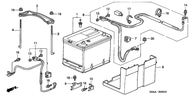 2002 Honda Accord Cable Assembly, Starter Diagram for 32410-S84-A00