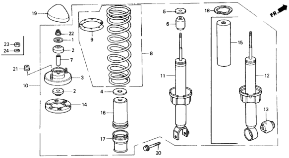 1991 Honda Civic 4 Door EX KA 4AT Rear Shock Absorber Diagram