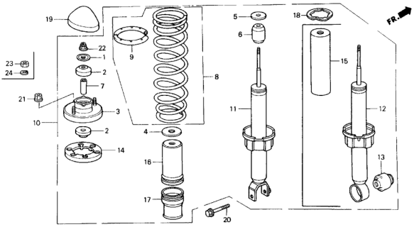 1989 Honda Civic Spring, Rear Diagram for 52441-SH4-000