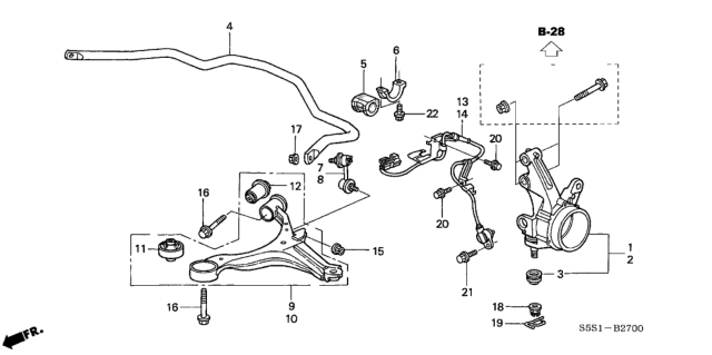 2004 Honda Civic Bush, Stabilizer Holder Diagram for 51306-S6D-005