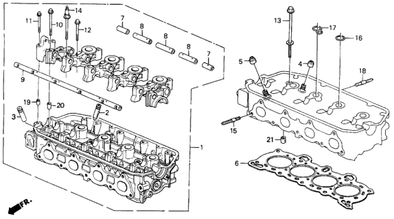 1994 Honda Del Sol 2 Door S KA 5MT Cylinder Head Diagram