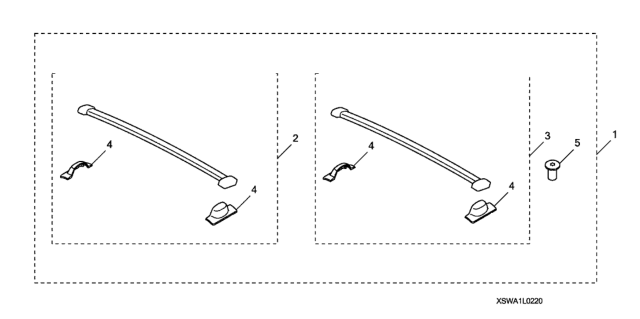 2010 Honda CR-V 5 Door EX-L (2WD NAVIGATION) KA 5AT Roof Rack Diagram