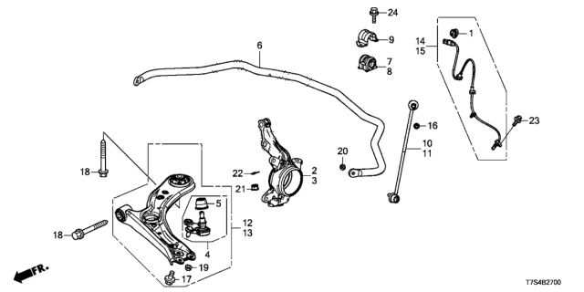 2019 Honda HR-V Sensor Assembly, Right Front Diagram for 57450-T7W-A01