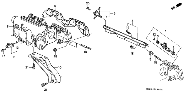 1992 Honda Civic Manifold A, Intake Diagram for 17100-P06-A00