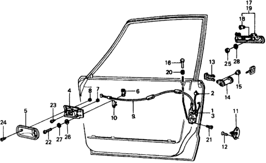 1977 Honda Civic 5 Door ** KL HMT Front Door Locks Diagram