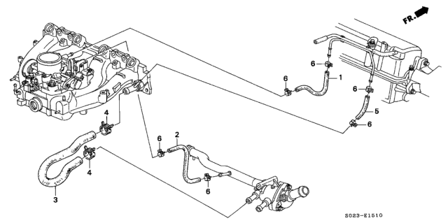 2000 Honda Civic Water Hose (SOHC) Diagram