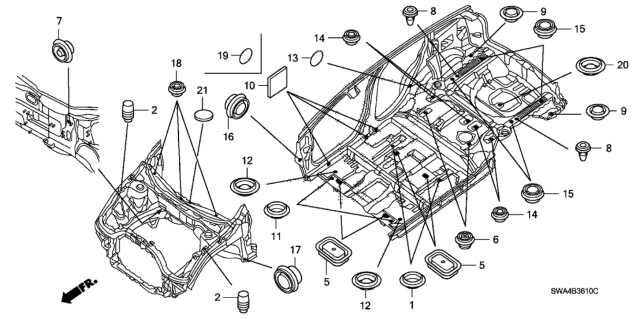 2008 Honda CR-V Grommet (Front) Diagram