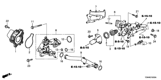 2014 Honda Accord Hybrid Thermostat Assembly Diagram for 19301-5K0-305