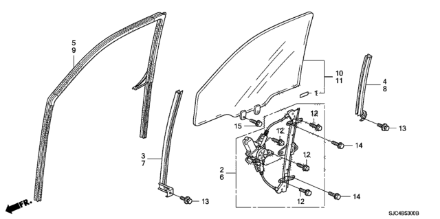 2008 Honda Ridgeline Sash, R. FR. Door (Lower) (FR) Diagram for 72230-SJC-A01