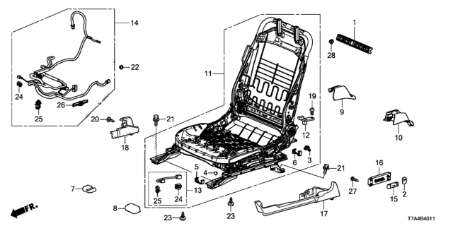 2020 Honda HR-V Front Seat Components (Driver Side) (Power Seat) Diagram