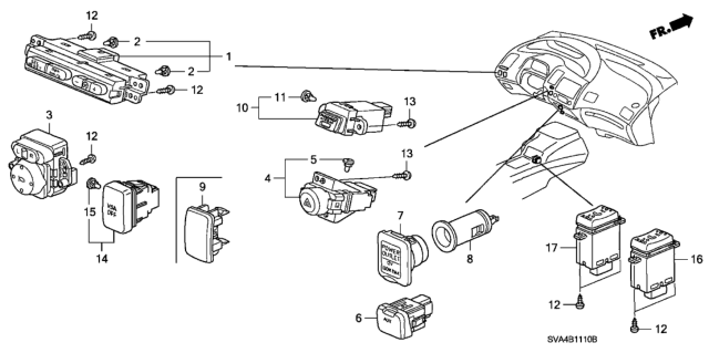 2008 Honda Civic Switch Assembly, Illumination Control (Taupe Gun Metallic) Diagram for 35155-SNA-A01ZB