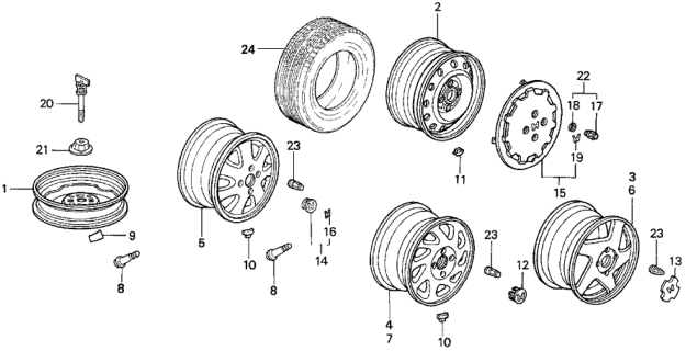 1993 Honda Prelude Tire (185/70R14) (87H) (M+S) (Bs) Diagram for 42751-BRI-053