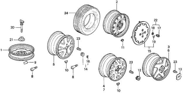 1994 Honda Prelude Disk, Passenger Side Aluminum Wheel (15X6 1/2Jj) Diagram for 42700-SS0-A82