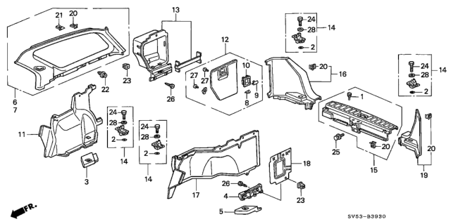1994 Honda Accord Hook Assy., Tie Down *NH178L* (EXCEL CHARCOAL) Diagram for 84614-SM5-A01ZN