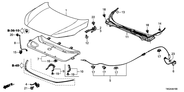 2020 Honda Civic Engine Hood Diagram