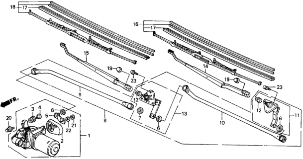 1991 Honda CRX Arm, Windshield Wiper (Passenger Side) Diagram for 76610-SH2-A01