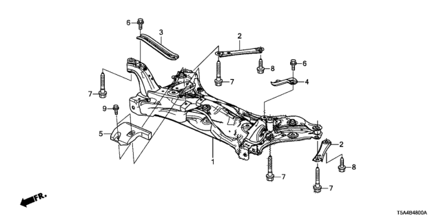 2017 Honda Fit Weight, FR. Sub-Frame Diagram for 50451-T5R-000